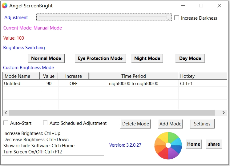 Screen Brightness Tool Main Interface