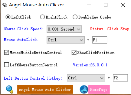 Angel Mouse Auto-Clicker Main Interface