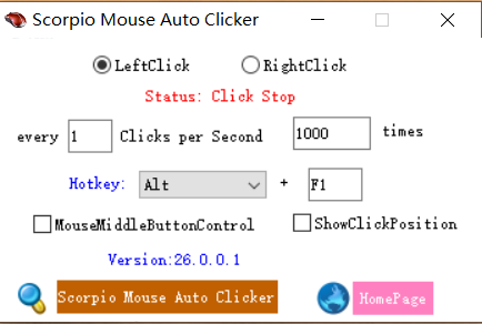 Scorpio Auto Clicker Main UI